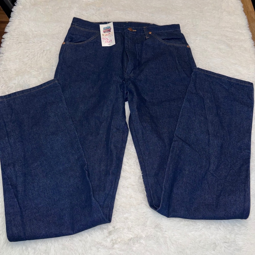 Wrangler Jeans Mens 34x36 Blue Excellent 13MWZ Cowboy Cut Rigid Denim Straight